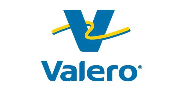 A blue and yellow logo for valero.