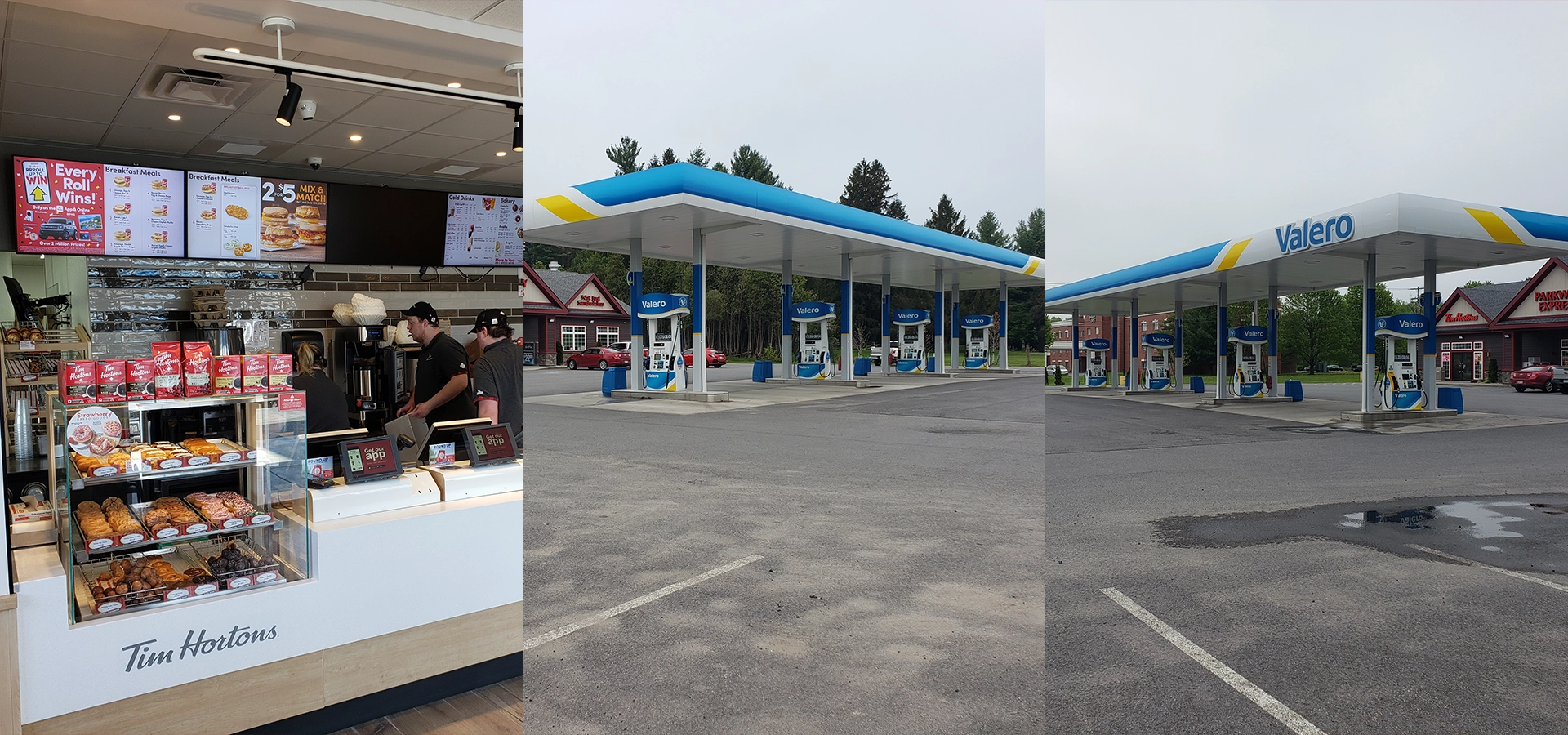 A gas station with many different types of service stations.